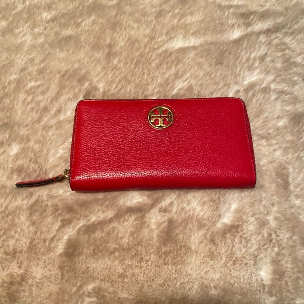 Tory Burch red leather wallet